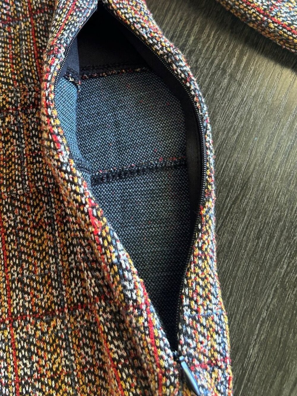 FREE PEOPLE Uptown Girl Multi Tweed Plaid Stretch Mini Dress Preppy Sz 10 EUC - Picture 9 of 11